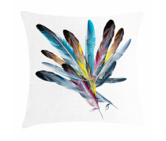 Colorful Feathers Old Pen Pillow Cover
