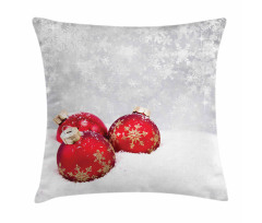 Baubles on Snowflake Pillow Cover