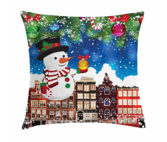 Snowy City Street Pillow Cover