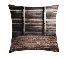 Brick Floor Wooden Wall Pillow Cover