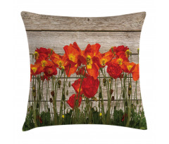 Blooming Poppy Flowers Pillow Cover