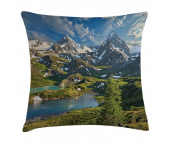 Snowy Mountain Lake Pillow Cover