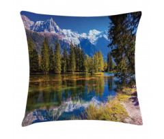 Snowy Alps Lake Pine Pillow Cover