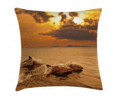 Dolphins Dusk Pillow Cover