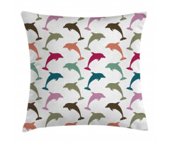 Colorful Dolphins Art Pillow Cover