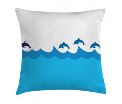 Dolphins on Waves Ocean Pillow Cover