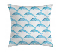 Aqua Dolphins Leaves Pillow Cover