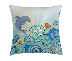 Cartoon Dolphin Ocean Pillow Cover
