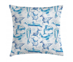 Sketch of Dolphins Pillow Cover