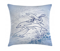 Sketch Scuba Diver Pillow Cover