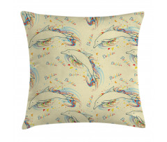 Swimming Dolphins Pillow Cover