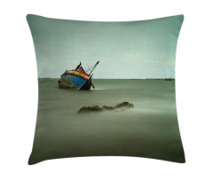 Abandoned Fishing Boat Pillow Cover