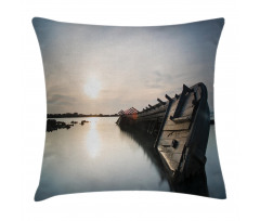 Sinking Boat Sunset Pillow Cover