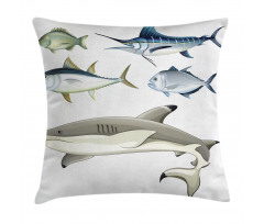 Collage of Aquatic Animal Pillow Cover