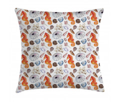 Shell Crabs Seahorse Pillow Cover