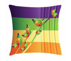 Floral Leaves Stripes Pillow Cover