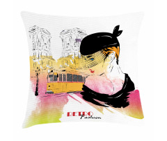 Retro Lady Sketch Art Pillow Cover