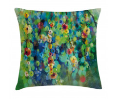 Colorful Flower on Tree Pillow Cover
