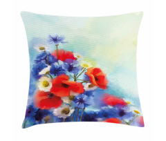 Poppy Chamomile Bouquet Pillow Cover