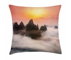 Mist Clouds Mountain Pillow Cover