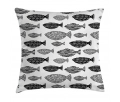 Sea Animals Black White Pillow Cover