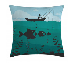 Fishing on Boat Nautical Pillow Cover