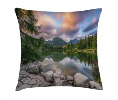 Lake by Forest Mountain Pillow Cover
