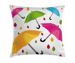 Colorful Umbrellas Leaf Pillow Cover