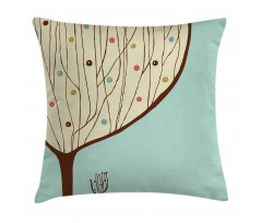 Aqua Hand Drawn Tree Pillow Cover