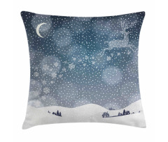 Snowy Landscape at Night Pillow Cover