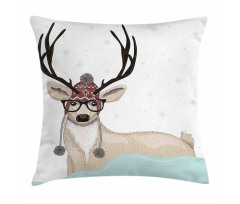 Hipster Deer with Glasses Pillow Cover