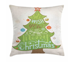 Merry Wish on Pine Tree Pillow Cover