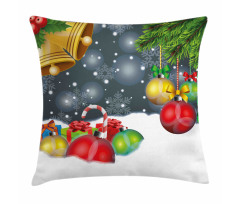 Vivid Noel Balls and Bell Pillow Cover