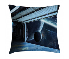 Moon Planet Scene Pillow Cover