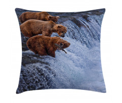 Wild Bear Fish Nature Pillow Cover