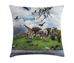 Tropic Animal Collage Pillow Cover