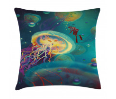 Submarine Jellyfish Pillow Cover