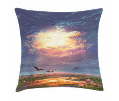 Beaming Sun Clouds Pillow Cover