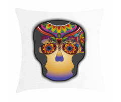 Colored Flower Skull Pillow Cover