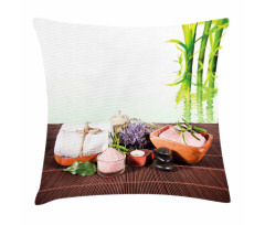 Bamboos Flowers Stones Pillow Cover