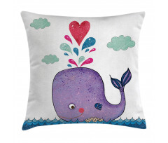 Smiley Whale with Cloud Pillow Cover