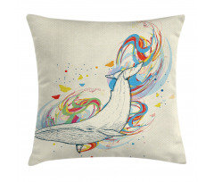 Whale in Ocean Dive Pillow Cover