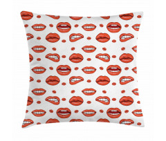 Woman Lips with Gestures Pillow Cover