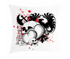 Skull Eagle Love Hearts Pillow Cover