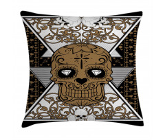 Skull and Flowers Tattoo Pillow Cover