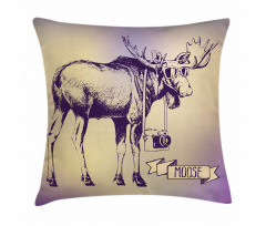 Hipster Deer with Camera Pillow Cover