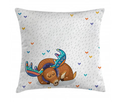 Retro Antlers Animal Art Pillow Cover