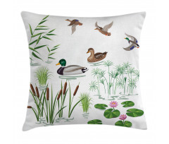 Lake Animals Plants Pillow Cover