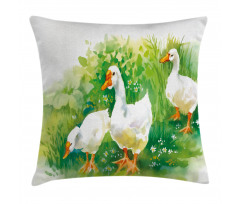 Goose Farm Lake Plants Pillow Cover