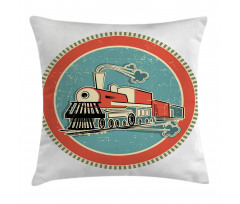 Retro Train Art Pillow Cover